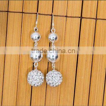 crystal ball 925 sterling silver earring in stock