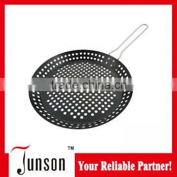 Round Grill Pan With Removable Handle/Nonstick Coated Grill Pan With Foldable Handle