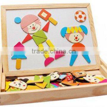 Wooden magnetic animal puzzle drawing board