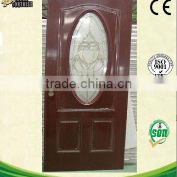 High quality of steel panel door with oval glass