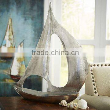 Sail Boat, Aluminium Sail Boat, Decorative Silver Sail Boat