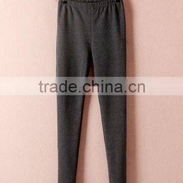 Basic Style Elastic Waist Woman Soft Cotton Dark Grey Leggings