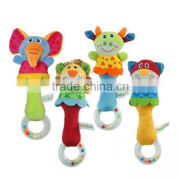 Soft Plush Educational Animal Rattle Hand Bells Baby Toy