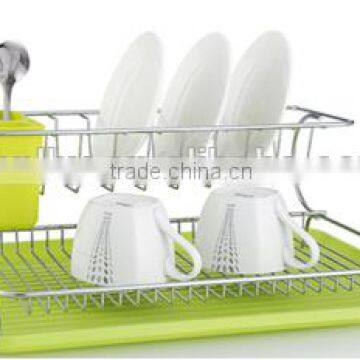 China 2016 fashionable green 2 tiers dish rack with tray and cutlery holder