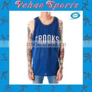 sublimation polyester Mesh fabric basketball tank top with name