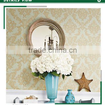 free samples embossed vinyl wallpaper, lime green retro damask wall covering for basement , decoration wall mural warehouse