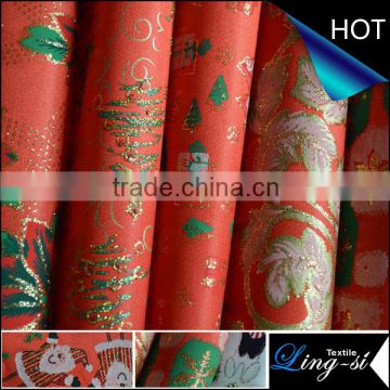 Polyester Satin Metallic Printed Fabric for Christmas Decoration