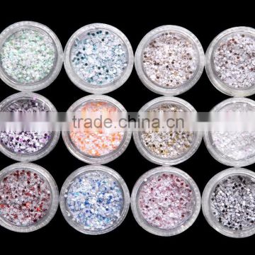 12 Color Nail Art 3D Glitter Decoration Snow Powder Dust DIY Tips