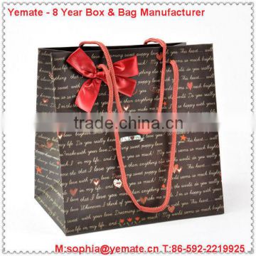 2013 Colorful Small black Printed Paper Jute Bags Wholesale with Ribbon Handle