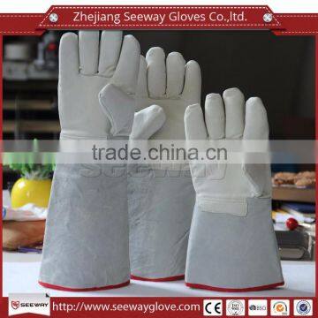 Seeway Cowhide Split Leather Welding Gauntlet Gloves With Full Lining