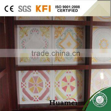 Green color 595x595x8mm Plaster ceiling tiles for bathroom with fiber inside for home decoration