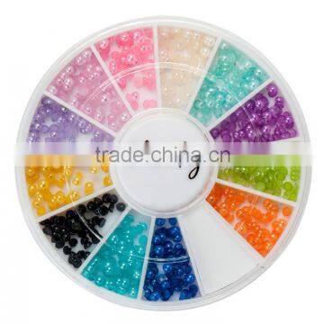 12 Colors Acrylic Half Round Pearls Flat Back Jewelry Nail Art Beads Decoration Craft DIY Manicure Tools