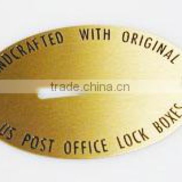 Metal gold name plate with company logo