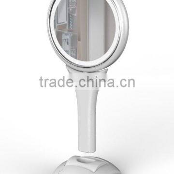 Double sided makeup table mirror with led light & 5x magnifier makeup mirror