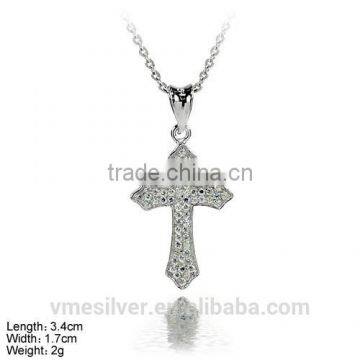 PZL-0005 Silver Exporting High Quality CZ MicroPave Cross Pendant