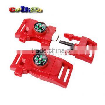 Compass Flint Fire Starter Curved Whistle Buckle Survival Emergency Paracord Bracelet Camping Kits#FLC487-20B/C(Mix-s) photo-2