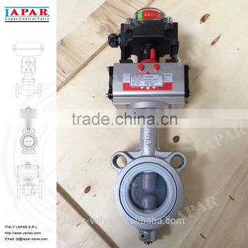 LAPAR High Performance Pneumatic FEP(F46) Lined Wafer Butterfly Valve with Limit Switch