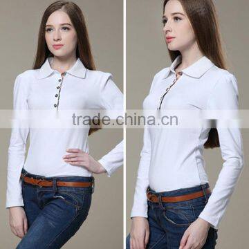 The Lastest Fashion Long Sleeve Polo and Long Sleeve Fitted Cotton Polo Shirt or Ladies Long Sleeve Blouses With Factory Prices photo-2