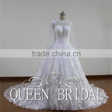 QUEEN BRIDAL 2016 New Design Ball Gown Luxury Bridal Arabic Wedding Dress Lace Long Sleeve photo-2