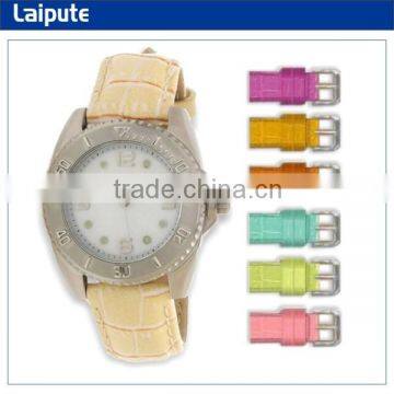 2014 Simple Style Rainbow Leather Strap Quartz ZInc Alloy Watch Gift Sets Wholesale