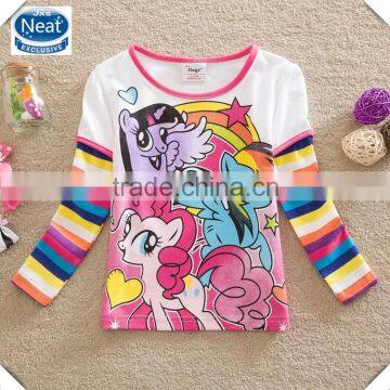 2-6y (G656) baby cartoon t shirts new 2015 kids my little pony t shirts children's long sleeve blouses