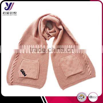 High quality jacquard knitted infinity scarf with pocket factory wholesale china (accept custom)