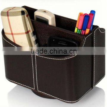 removable convenient family leather storage box for desk storage box