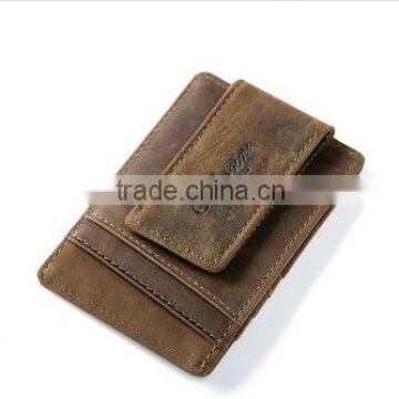 Custom fashion leather wallet most popular waterproof leather money clip