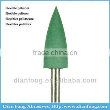 A203F 3/32" HP Shank Bullet Shaped Light Green Flex Rubber Polishers For Ceramic