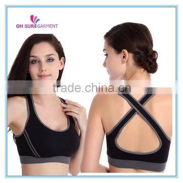 86% supplex 14% spandex sports crop bra with logo printing