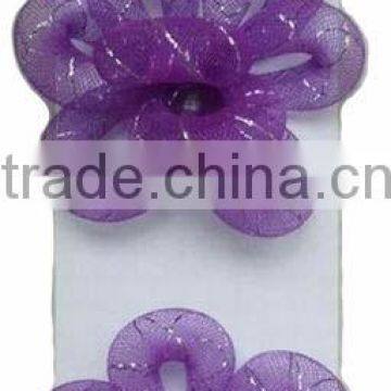 HOT SALE! 6" Purple Nylon Mesh Tube Ribbon Bow, Mesh Ribbon Bow for Party Decorations