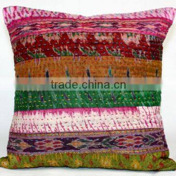 Traditional design multi color thread work straight plates cotton cushion cover 40*40cm