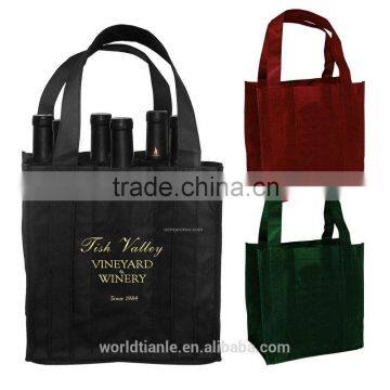 Waterproof of 6 bottle printed ECO non woven wine bags for packing