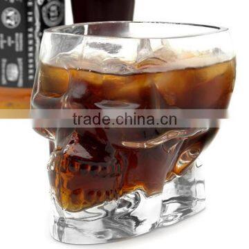 2014 New design clear skull glass cup wholesale