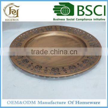 Custom Metal Food Tray and Plate for Antique Home Decoration Items