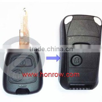 Honrow company new arrived Peugeot 2 button modified folding remote key blank with 206 NE73 blade