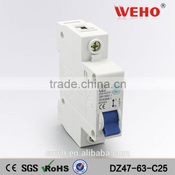 25A 1P electrical mcb type miniature over-voltage protection circuit breaker