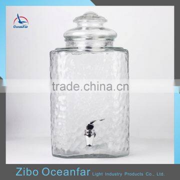 Recycled Transparent Beverage Glass Dispenser Square Glass Storage Juice Jars With Tap