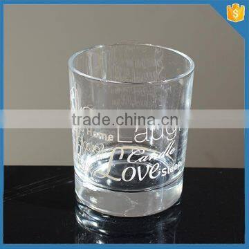 Decal handmade glass candle jars wholesale from langxu glass