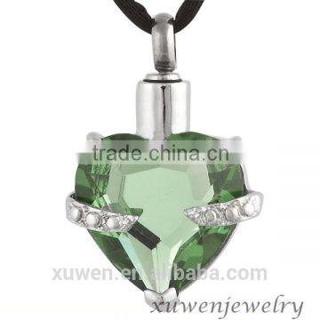 heart zircon 316l stainless steel cremation keepsake jewelry