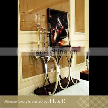 Stainless Steel Display Table Ebony Veneer-JL&C Luxury Home Furniture