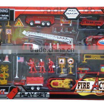 Diecast mini deluxe fire action play set toy with en71 7728F-2