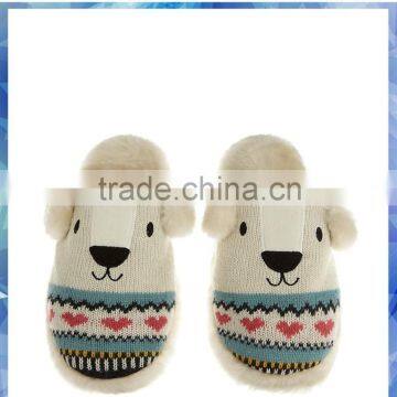 2014 fashion knitted polar bear indoor slipper for women