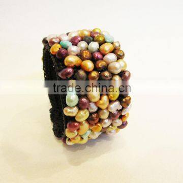 Multi color Pearl on Wax Bangle, Wax thread Bangle, Bracelet