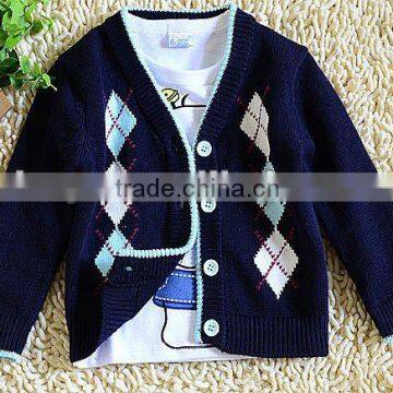 children's cotton jacquard knitted cardigan sweater