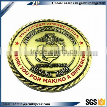 custom wholesale gold replica coins with 3d logo