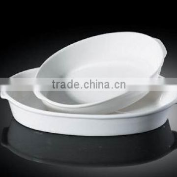 High quality porcelain oval soup plate with handle H2381