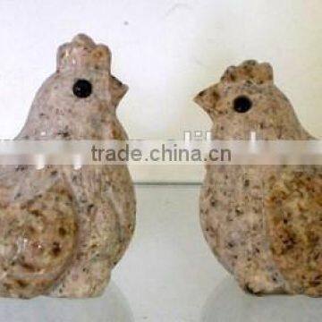 Granite material little cock and hen stone crafts