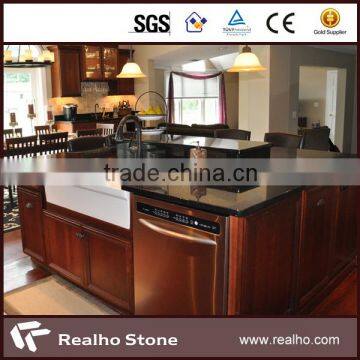 black galaxy granite island installed kitchen countertop