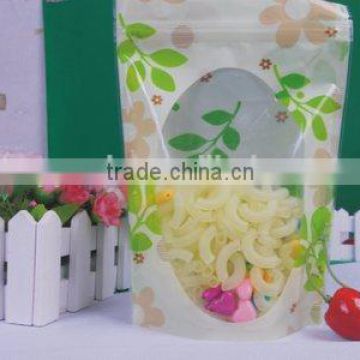 Stand up zipper food bag with clear window